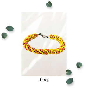 Light my Fire - Kumihimo Beaded Rope Bracelet - Orange Yellow